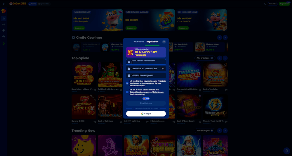 23901 God of Coins Registrierung
