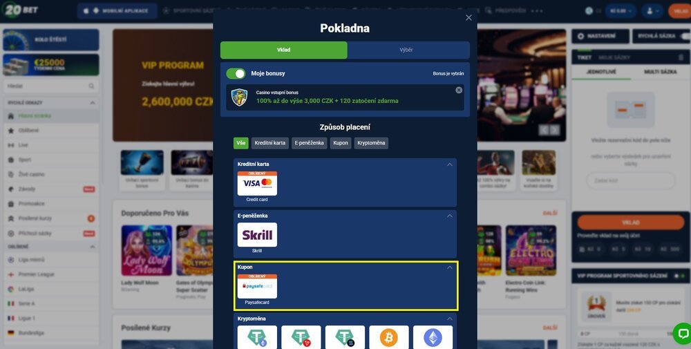 20bet paysafecard vklad