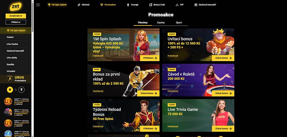 ZetCasino Pravidelné reload bonusy