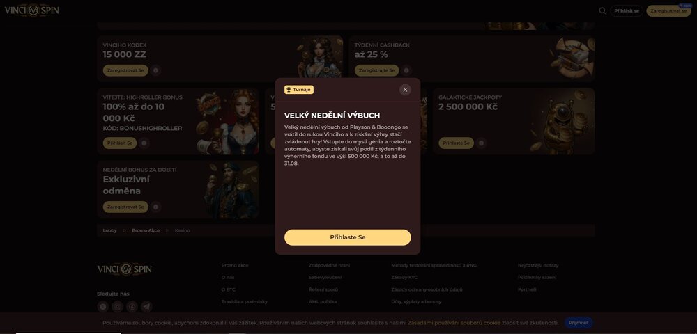 nedělní výbuch ve vinci spin