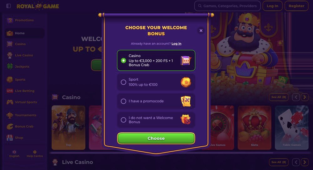 Royal Game Registration
