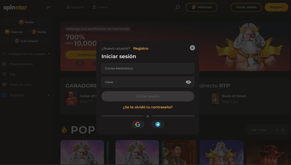 Spinstar.bet inicio de sesión