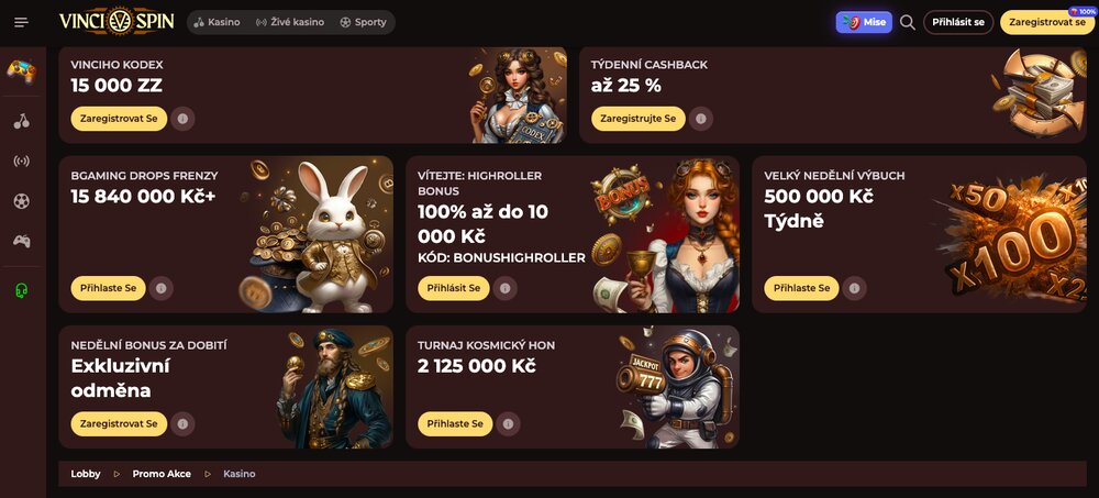 Vinci Spin bonusová nabídka srpen 2025