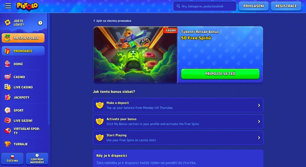 Pistolo týdenní reload bonus