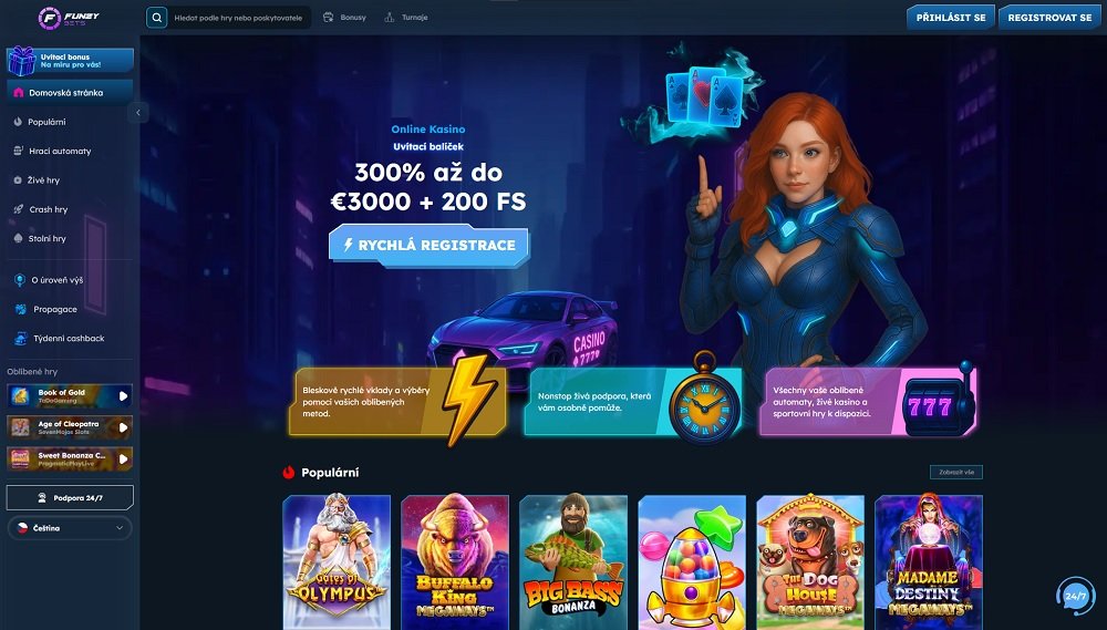 Náhled uvítacího bonusu a top her v online casinu FunzyBets