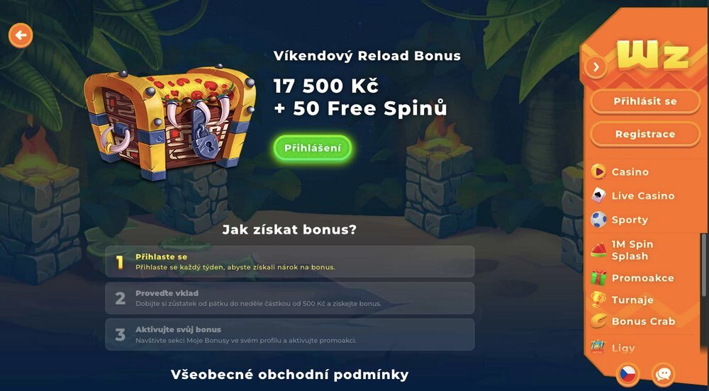 Wazamba víkendový reload bonus