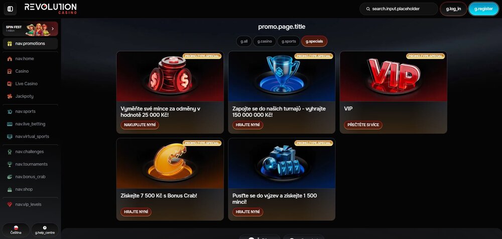 revolution casino zářijové bonusy