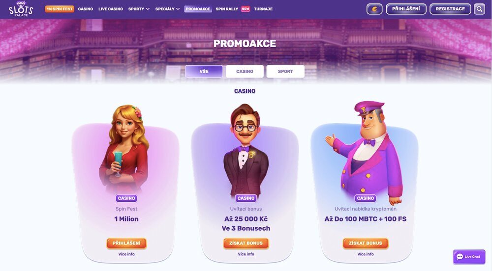 SlotsPalace bonusová nabídka srpen 2025