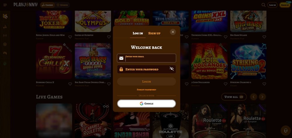 PlayJonny login