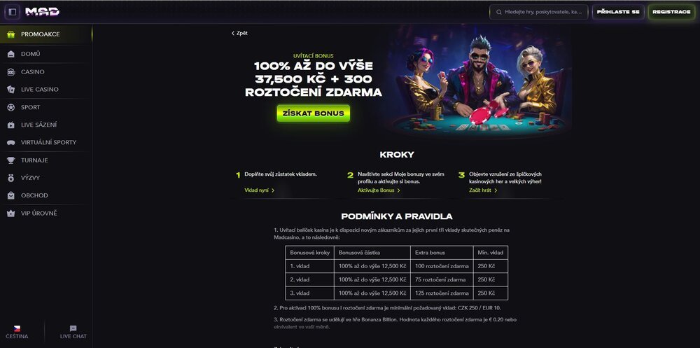 madcasino free spiny za registraci