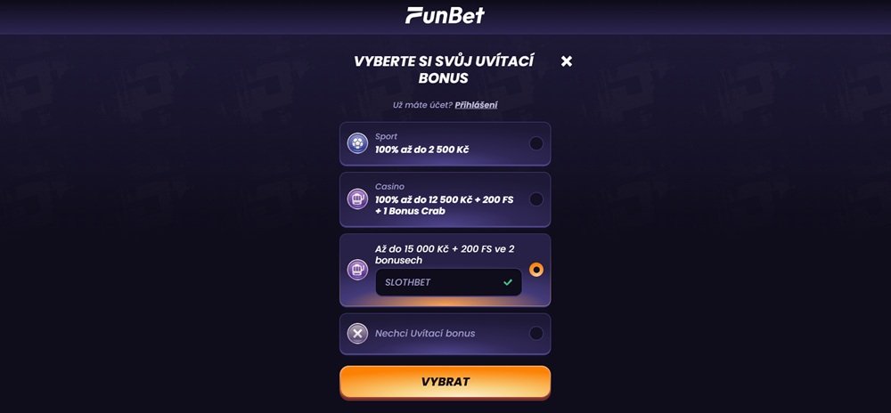 FunBet speciální Slothbet bonus