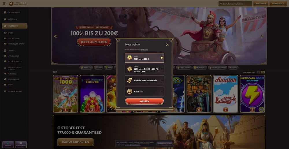 ViciBet Registrierung