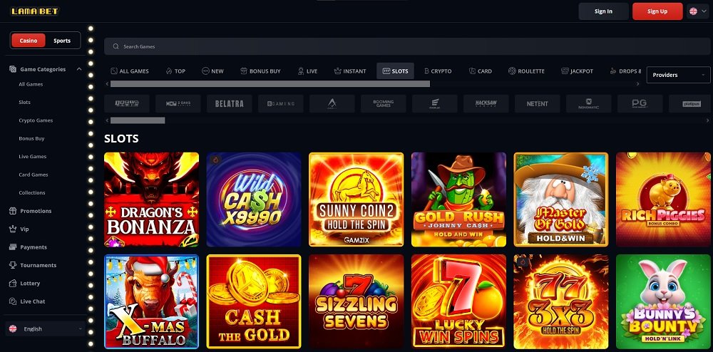 Preview of the top slots at the online casino Lamabet