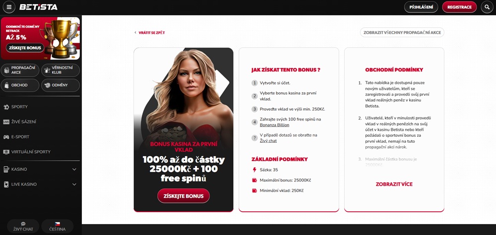 Betista free spiny září 2025