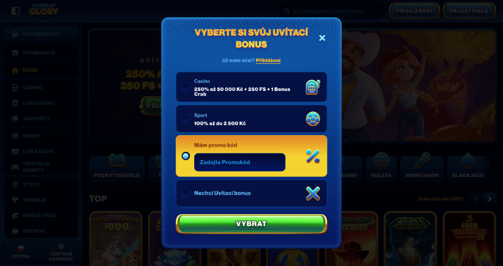 Spins of Glory promo code