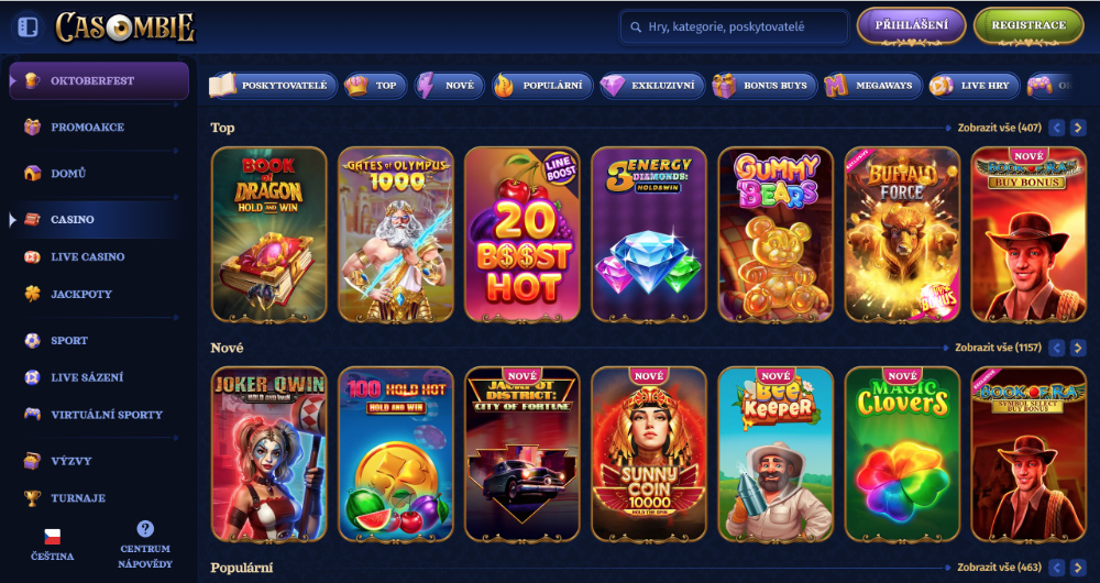 Casombie casino homepage