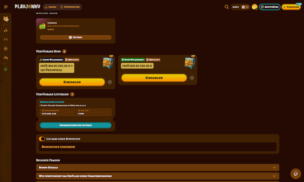 11232 PlayJonny Spezieller No Deposit Bonus