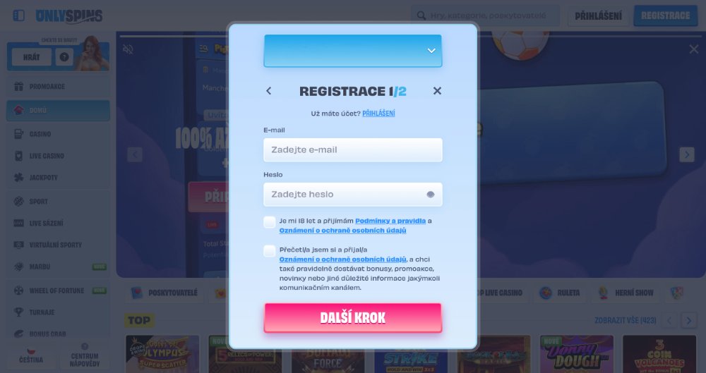 Registro en OnlySpins