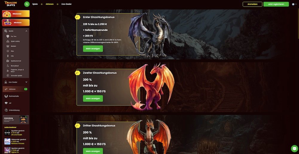 Dragon Slots Boni