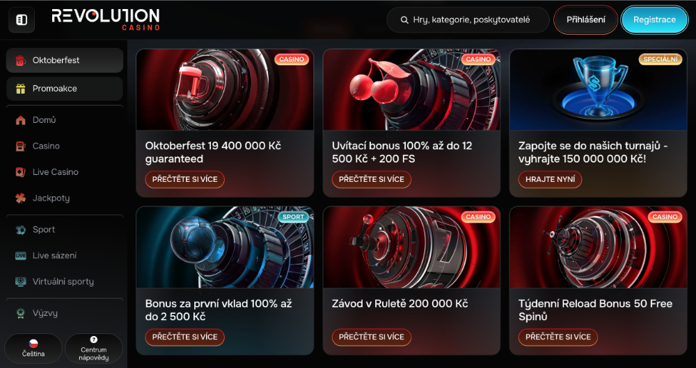 Jak získat bonusy v casinu Revolution Casino?