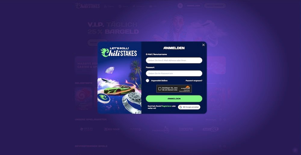 ChiliSTAKES Anmeldung