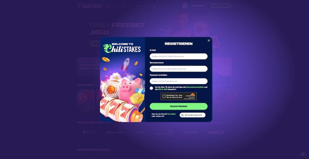 ChiliSTAKES Registrierung
