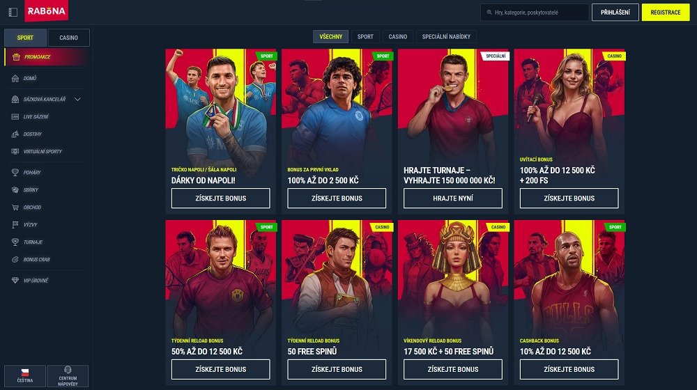 Náhled bonusů a promoakcí v září 2025 v online casinu a sázkové kanceláři Rabona