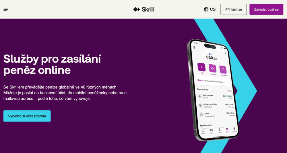 Jak poslat peníze na Skrill?