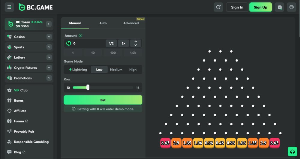 BC.GAME casino plinko