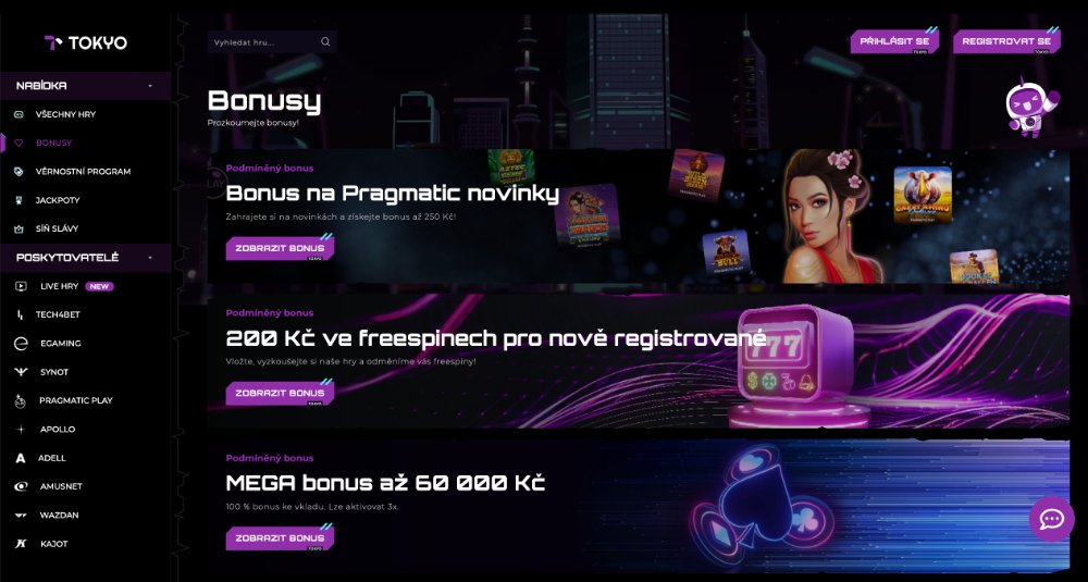 Tokyo casino bonusy [Přehled TOP bonusů]