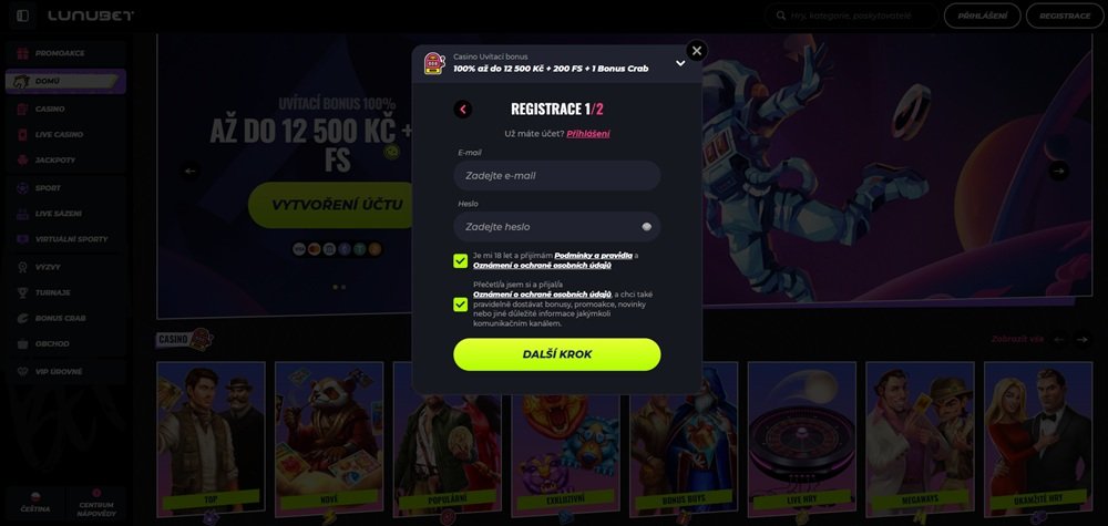  Lunubet registrace