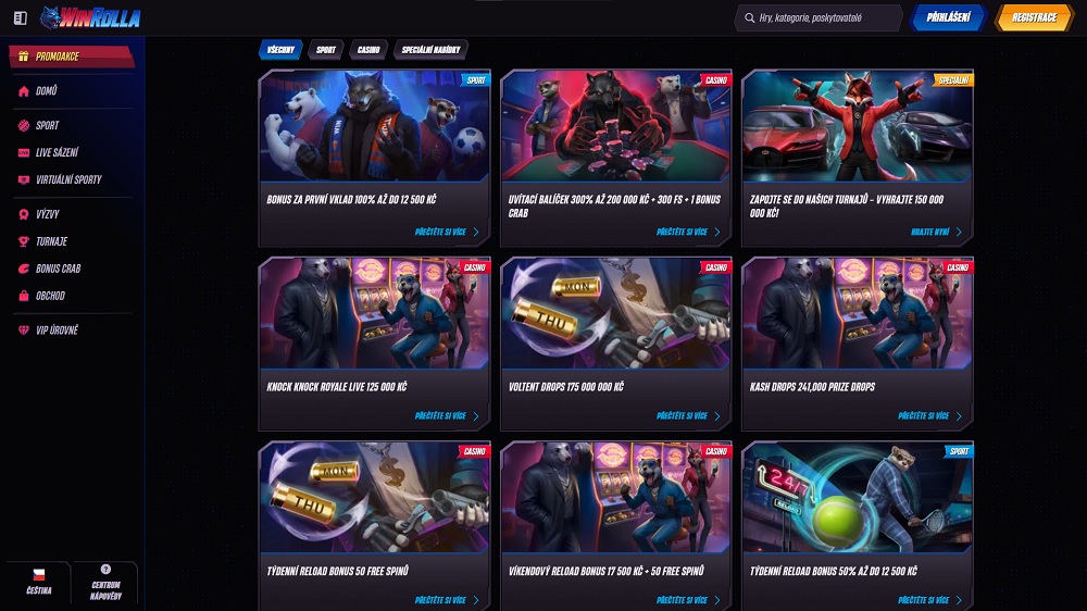 Náhled bonusů a promoakcí v září 2025 v online casinu a sázkové kanceláři Win Rolla
