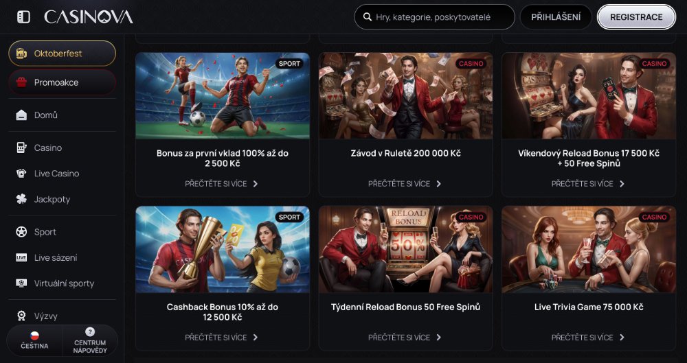 Jak získat bonusy v casinu Casinova?