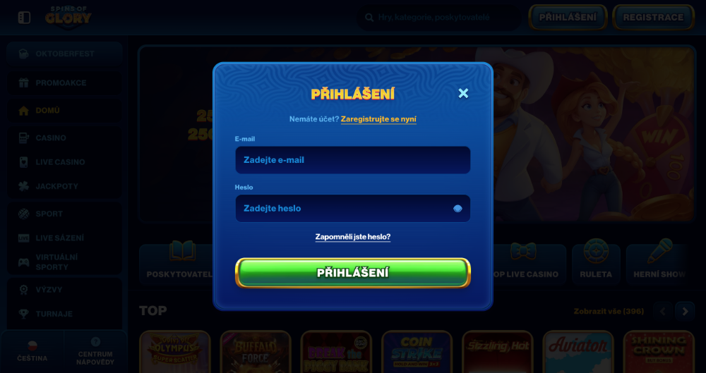Spins of Glory login [Návod na přihlášení]