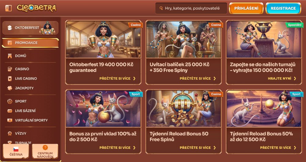 Říjnové bonusy v casinu Cleobetra