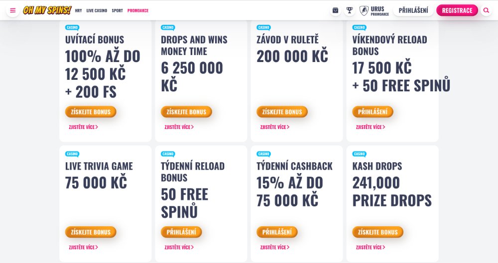 Lze získat v casinu Oh My Spins no deposit bonus?