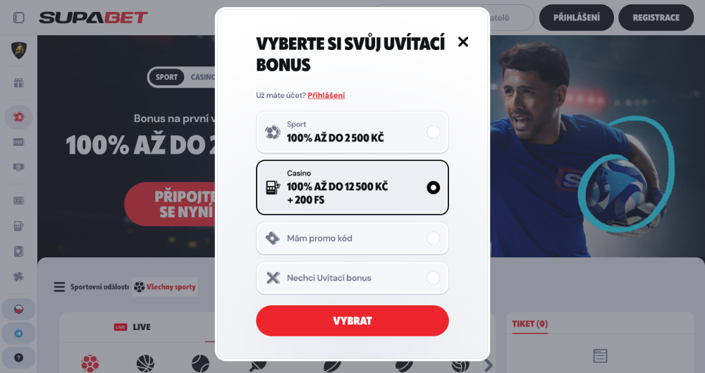 Supabet registrace