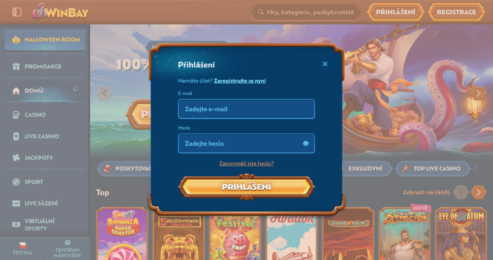 Přihlášení do casina WinBay