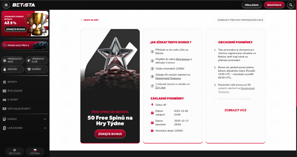 Betista free spins [říjen 2025]