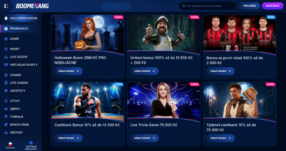 Listopadové bonusy v casinu Boomerang Bet