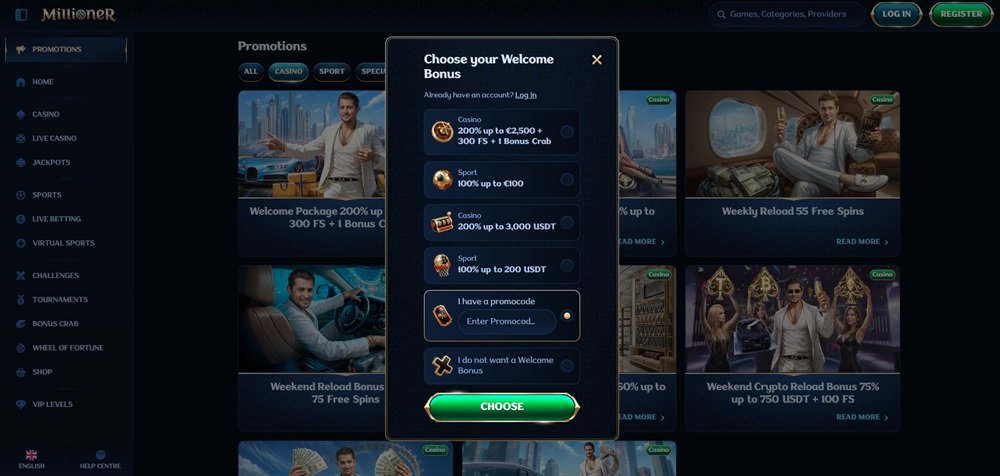 Millioner promo code