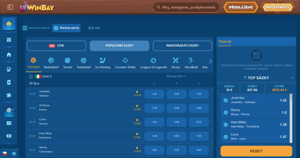 Sázková kancelář WinBay_úvodní