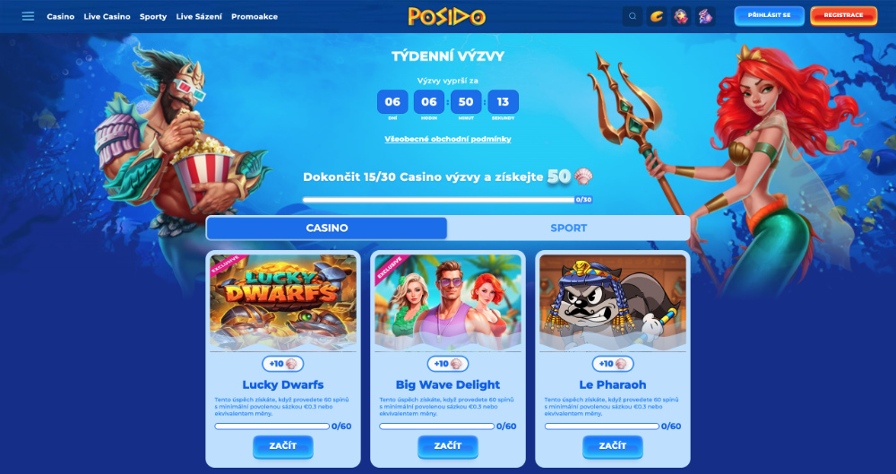 Výzvy v casinu Posido