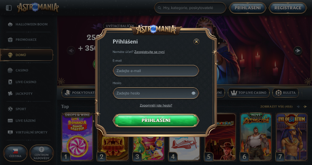 AstroMania přihlášení