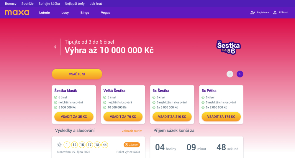 Loterie Maxa Šestka