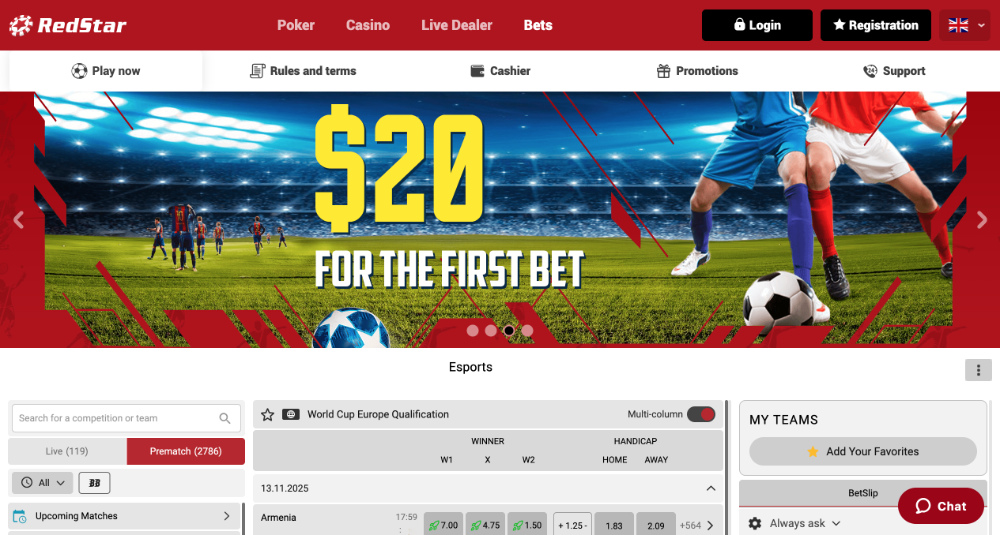 Sázková kancelář RedStar úvodní