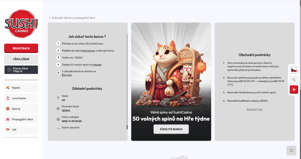 Sushi Casino free spins [listopad 2025] úvodní