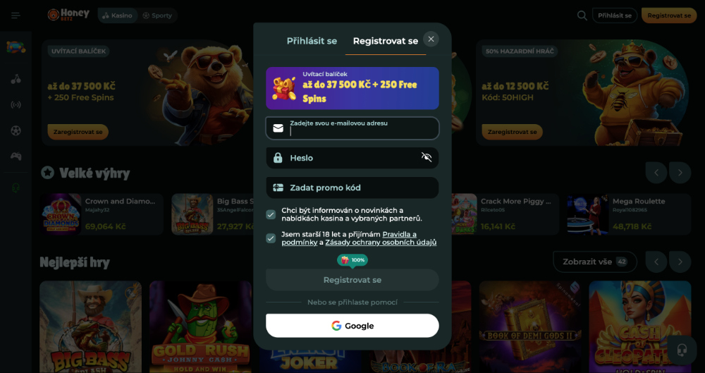 HoneyBetz promo code