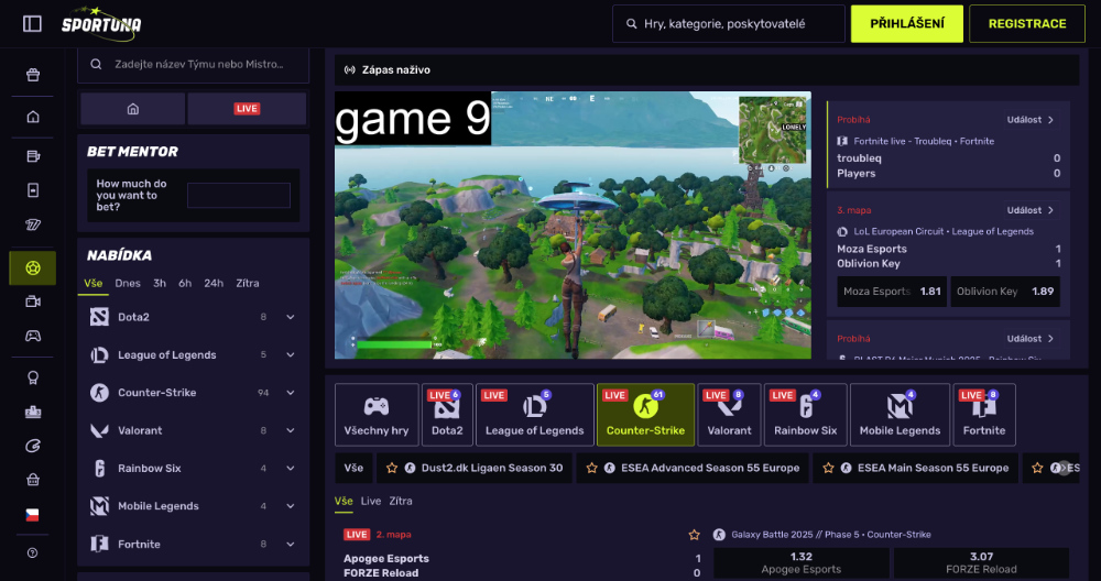 Sportuna esport Jak a na co všechno lze vsadit? úvodní