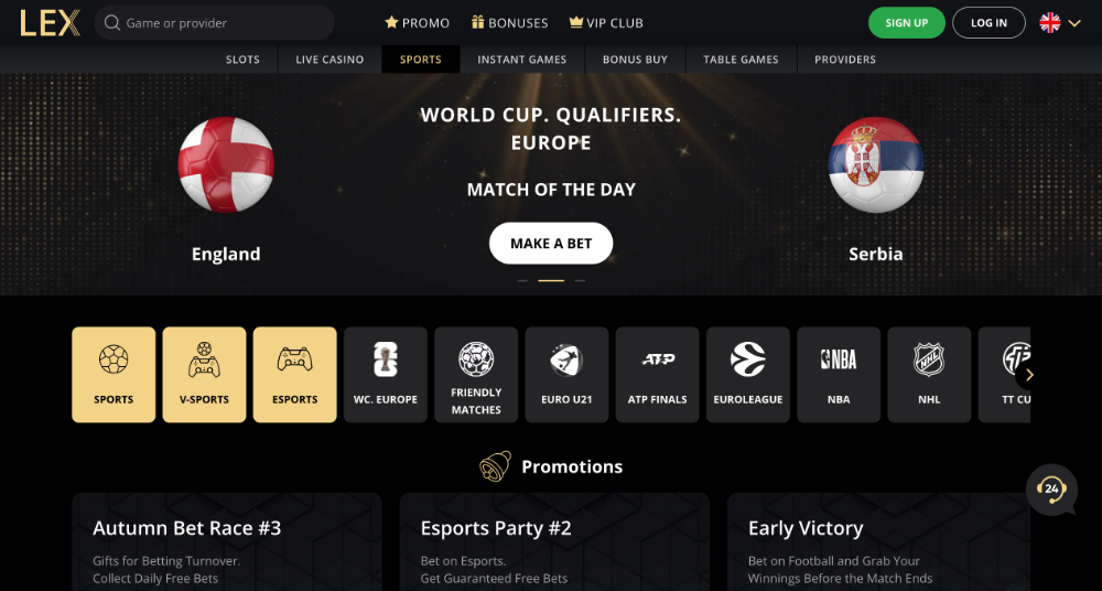 Sázková kancelář Lex Casino úvodní